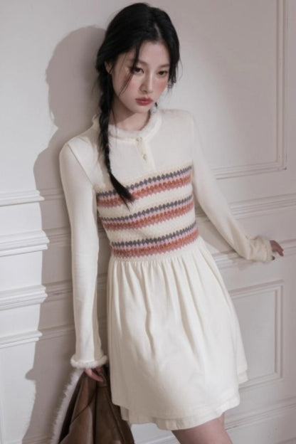 Frosted Milk Apricot Knitted Dress