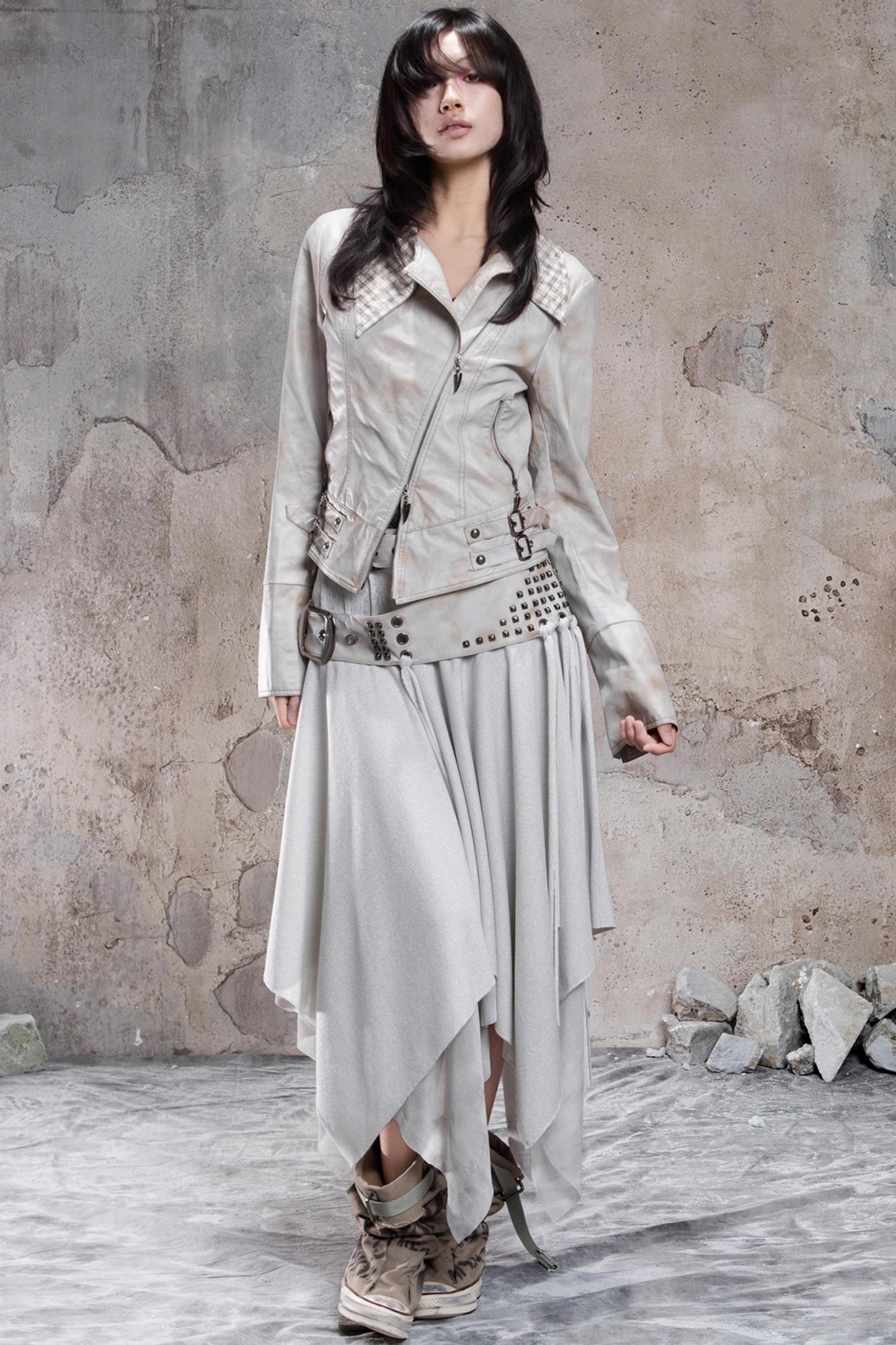 Irregular Multi Layer Rivet Skirt