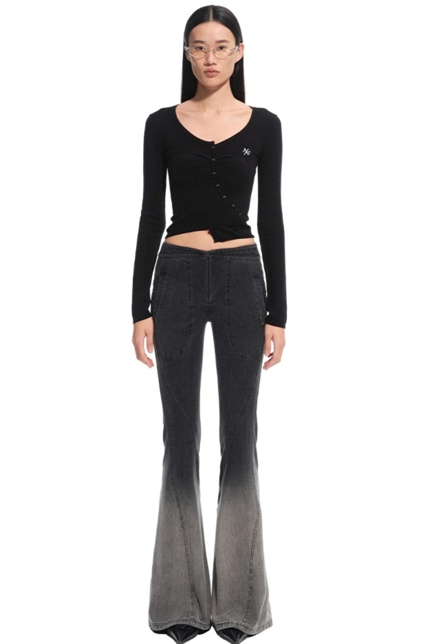 Blue Silk Asymmetrical Knit Top