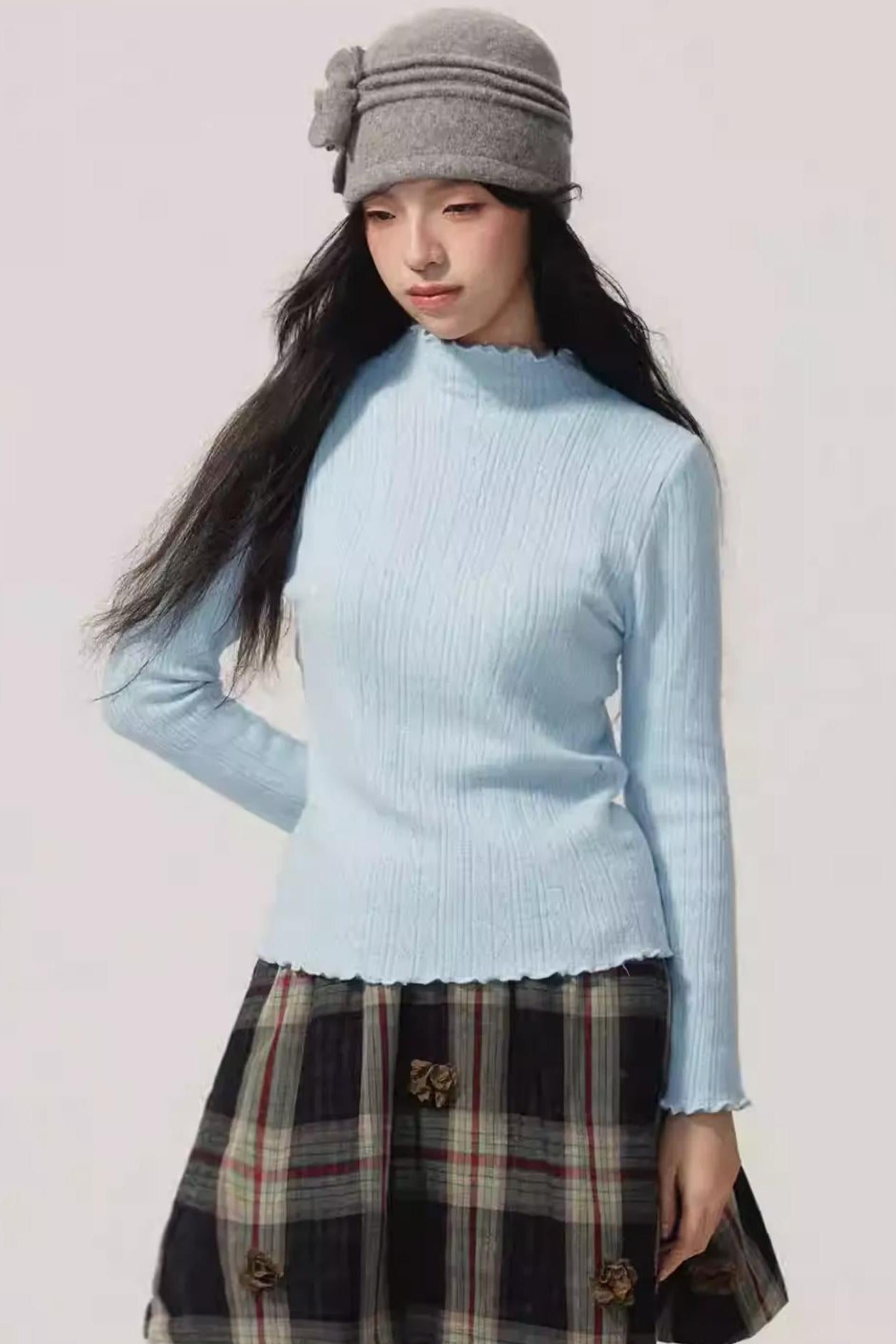 Lake Blue Fleece Knit Top
