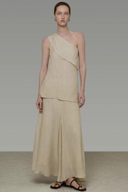 One-Shoulder Draped Two-Piece Set-Up