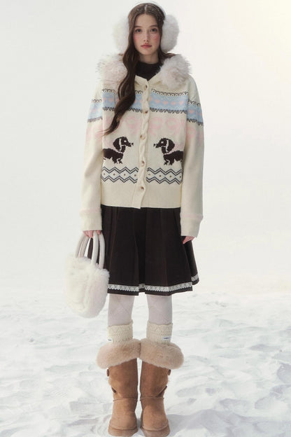 Retro Fair Isle Dachshund Sweater Jacket