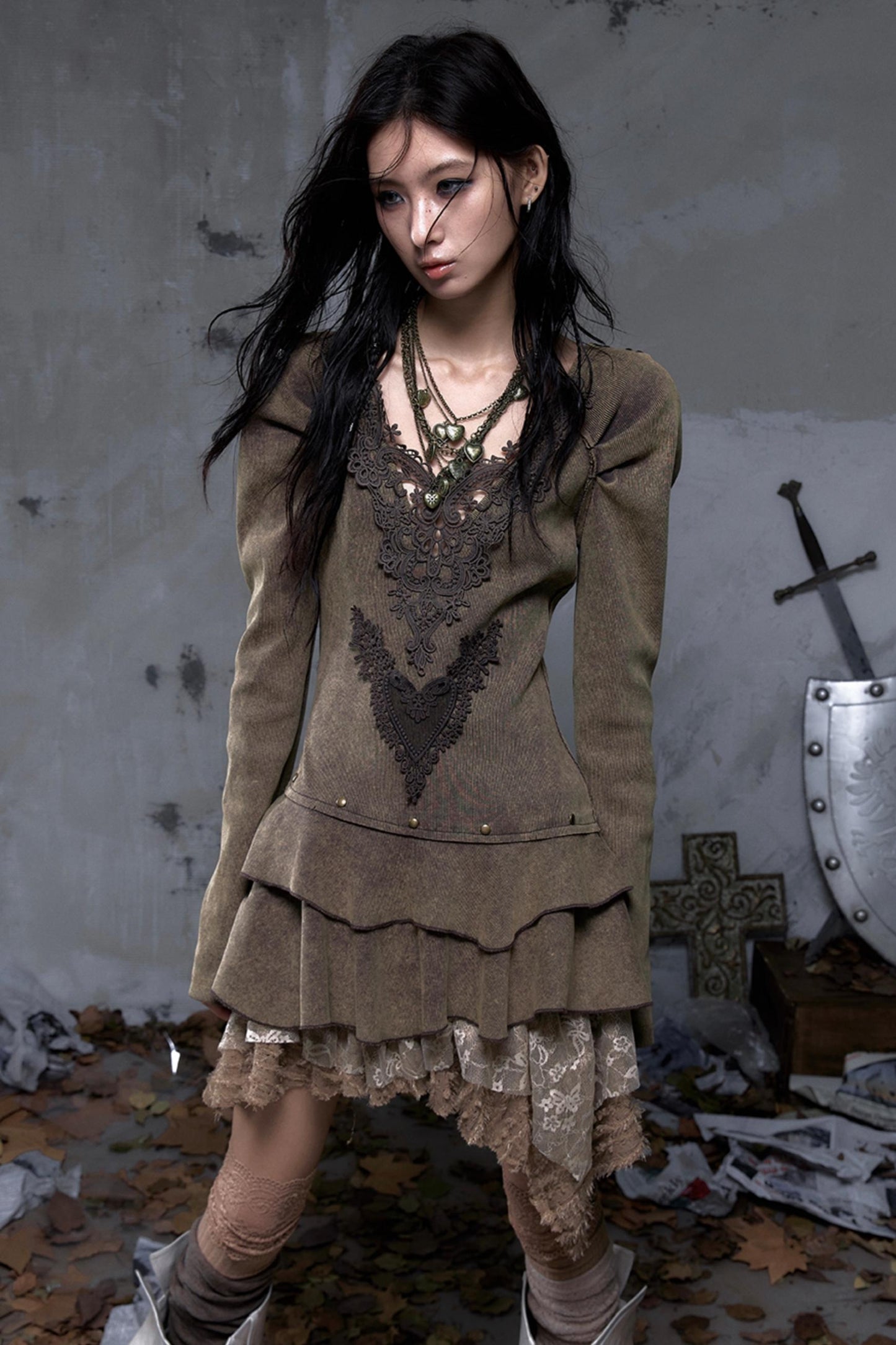 Palace Deep V-Neck Knitted Dress