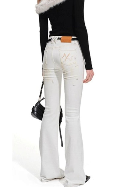 Heavy Washed Denim Stretch Bootcut Pants