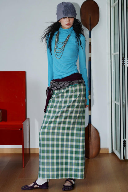 Vintage Long Straight Pleated Skirt