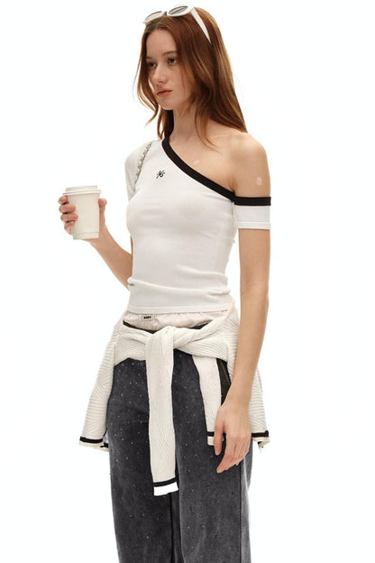 Asymmetrical Ice Linen Top