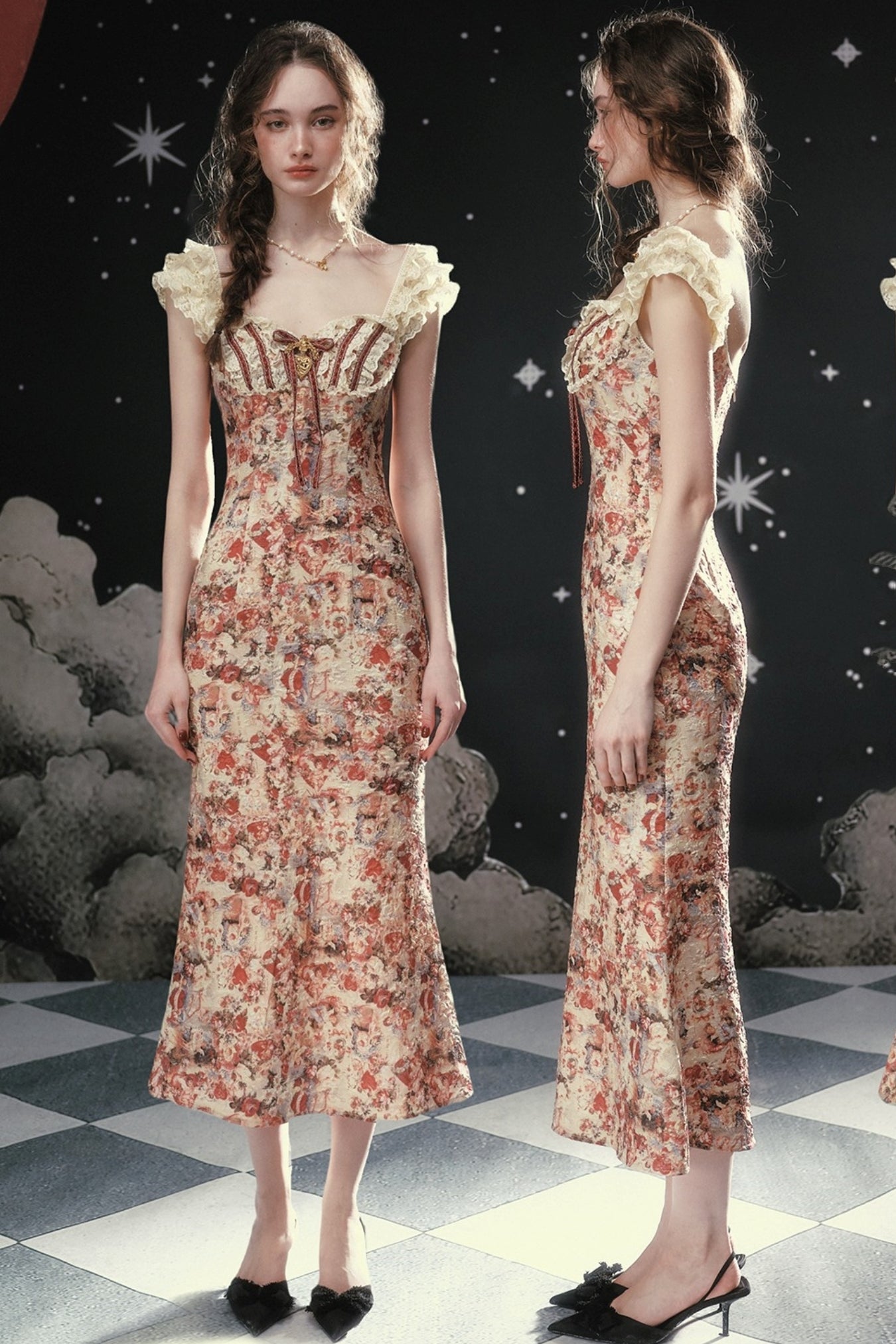 French Lace Floral Dress Set-Up