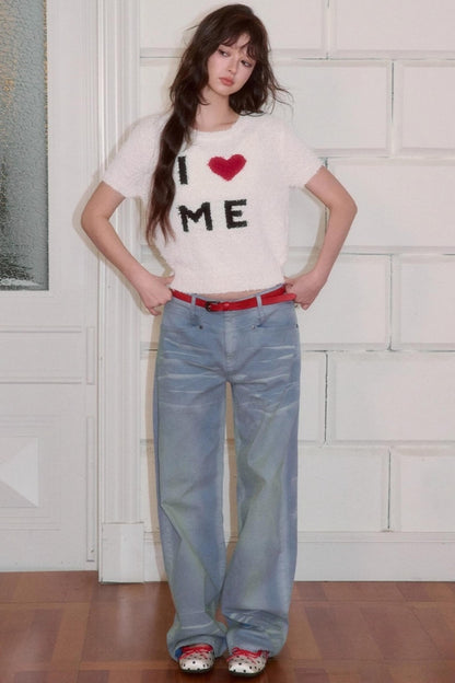 Versatile Crew Neck Love Knitwear