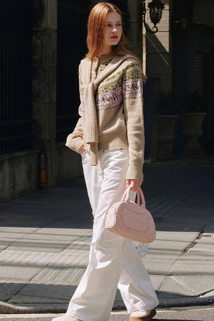 White Plaid Wide-Leg Cargo Pants