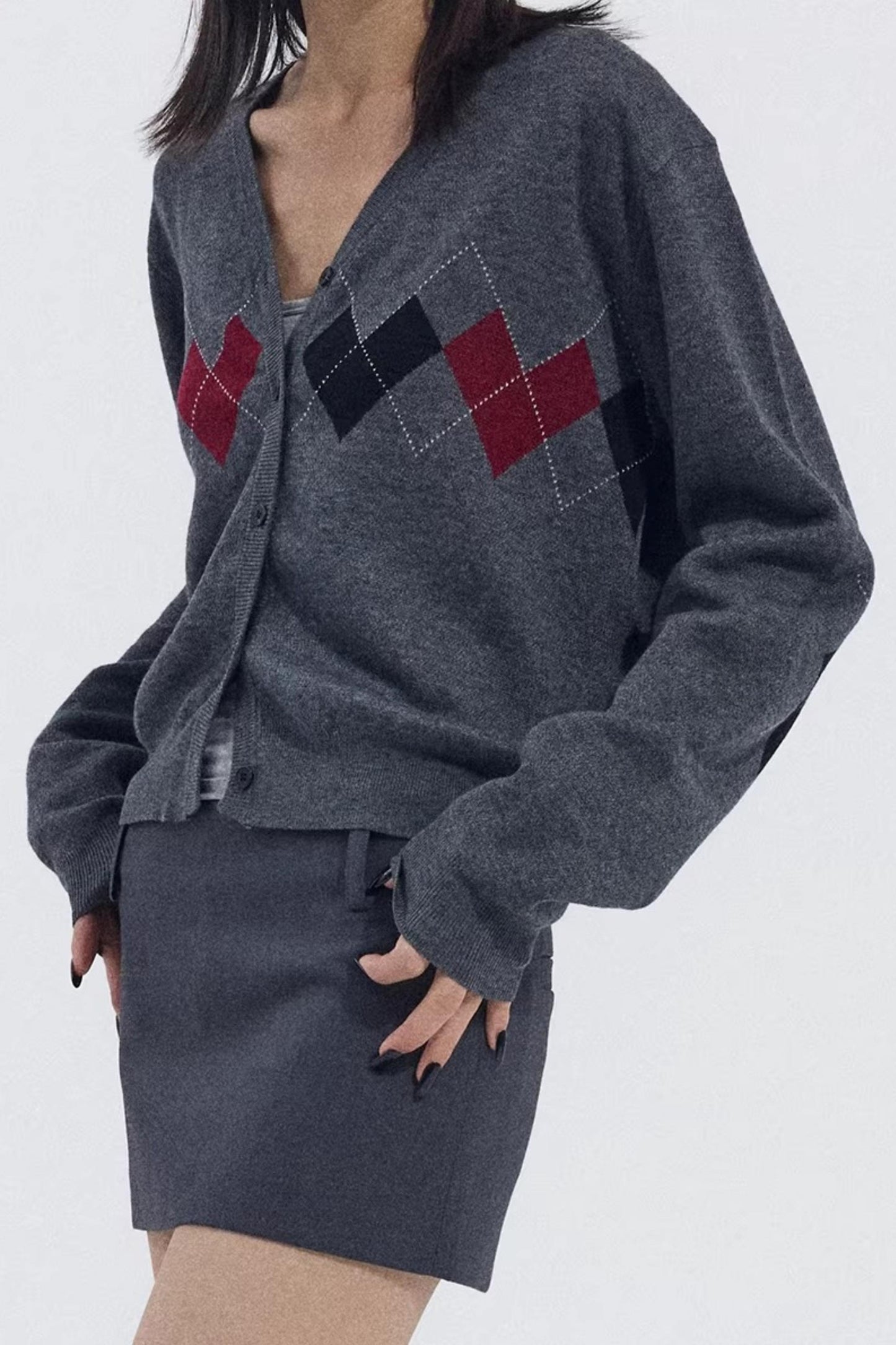 Strickjacke mit Herzmuster aus Wollmischung