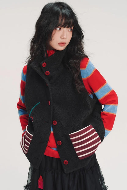 Hand-Painted Cherry Applique Vest Jacket