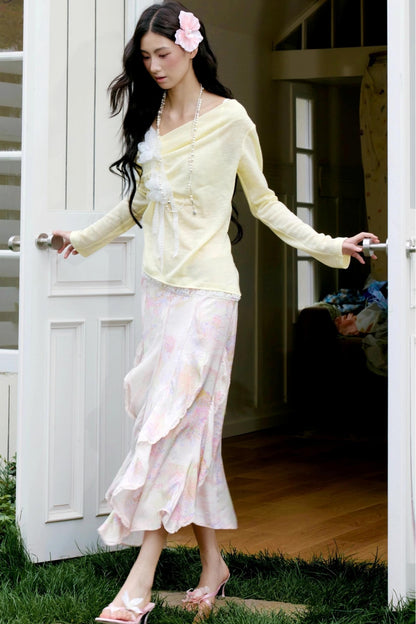 Pale Yellow Lace Knitted Top