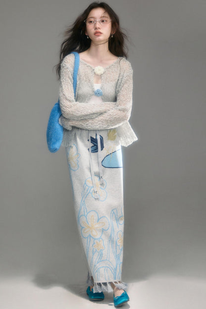 Original Floral Slim Fit Cut-Out Cardigan