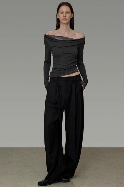 Figurbetonende, fallende Hose mit weitem Bein für den Herbst