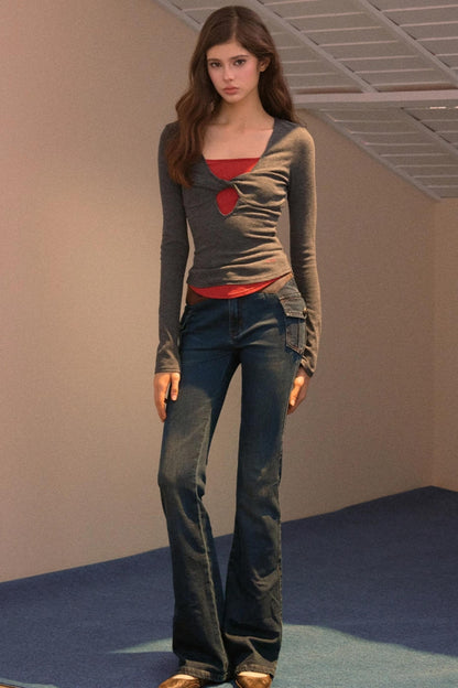 Color-Block Patchwork Base T-Shirt