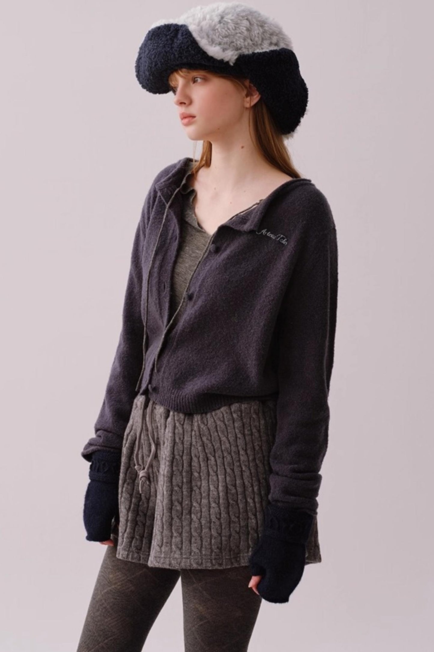 Knitted Twist Pattern Skirt Pants