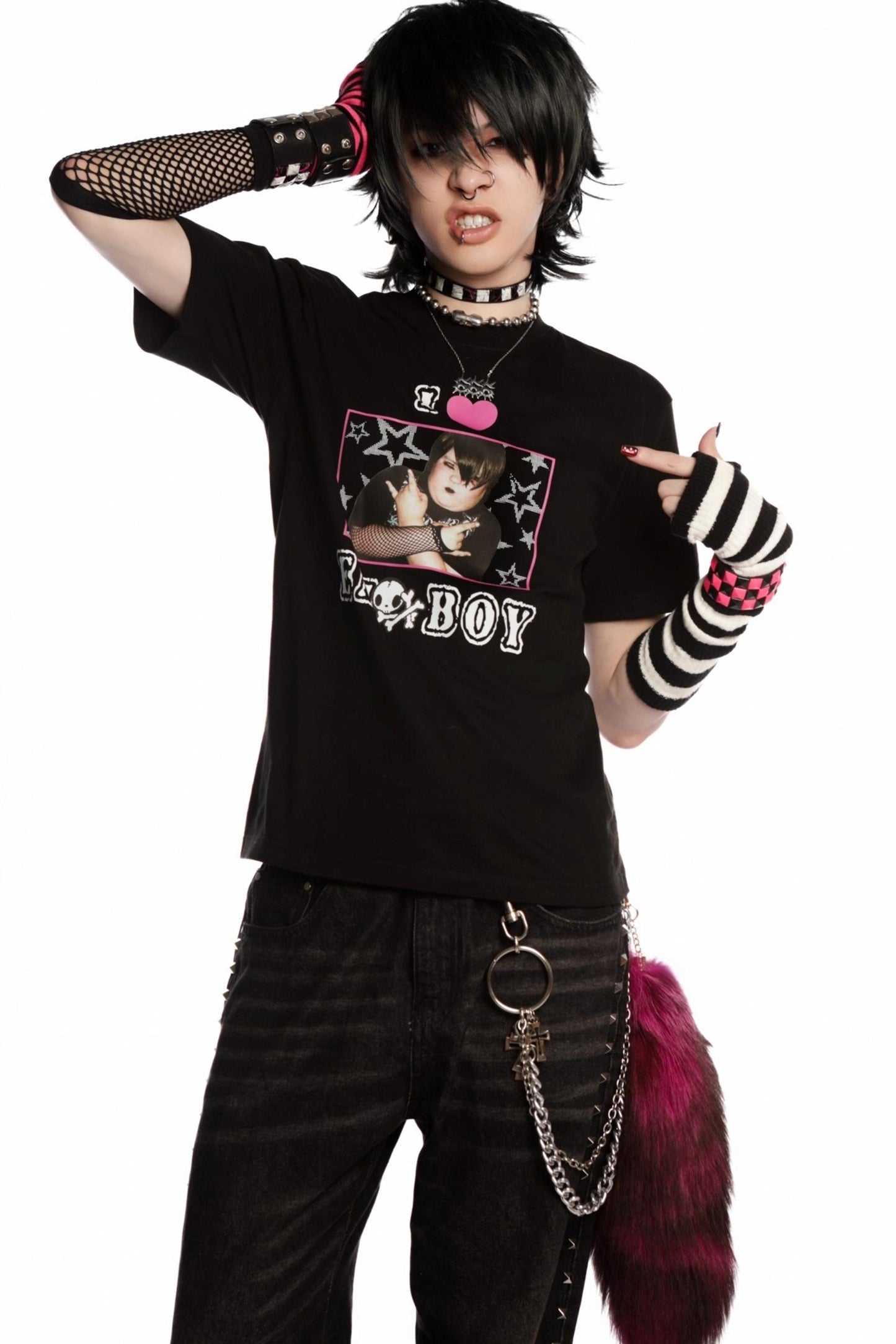 Versatile Gothic Slim Shoulder T-Shirt