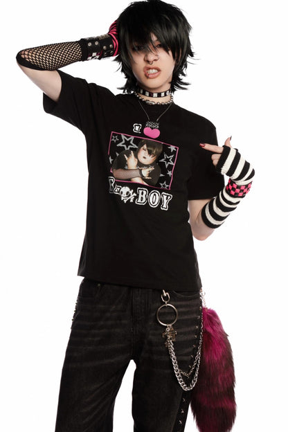 Versatile Gothic Slim Shoulder T-Shirt