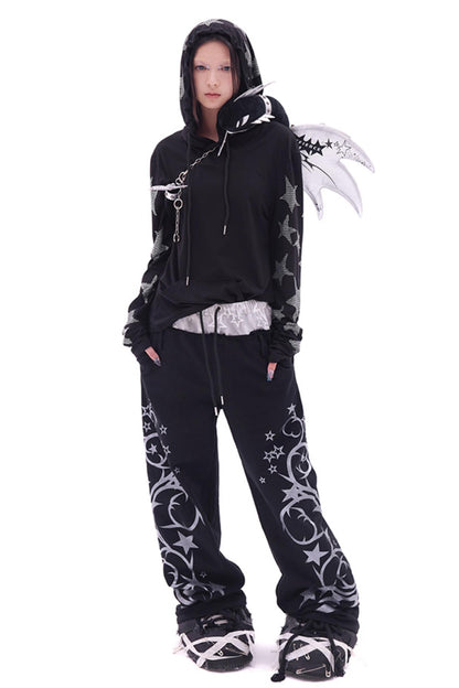 CFIERCE five-pointed star perm long-sleeved hoodie