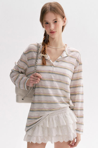 Lazy Painted Long Sleeve Polo Shirt