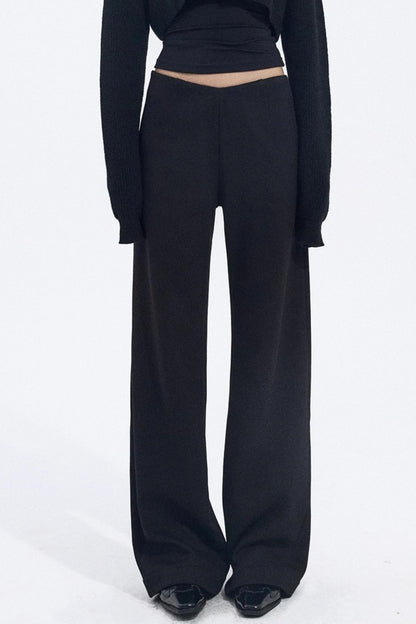 Solid V-Waist Fleece Pants