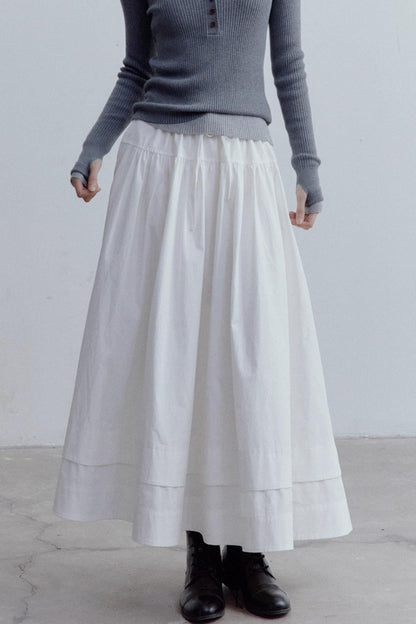 Pure Cotton Layered Shirring Skirt