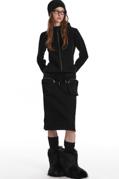 Fleece Hooded Sweatshirt And Pants Set-Up