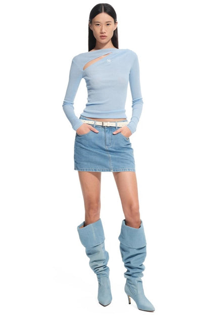 Red-eared Modern Denim Skirt