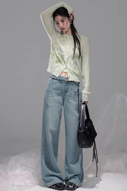 Spring Green Woolen Cardigan Set-Up