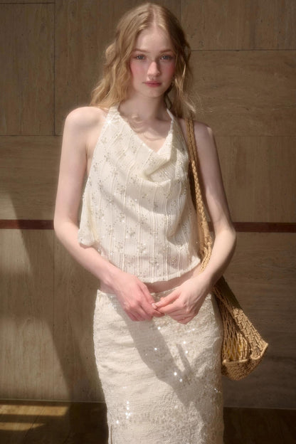 Elegant Starlit Top Skirt Set-Up