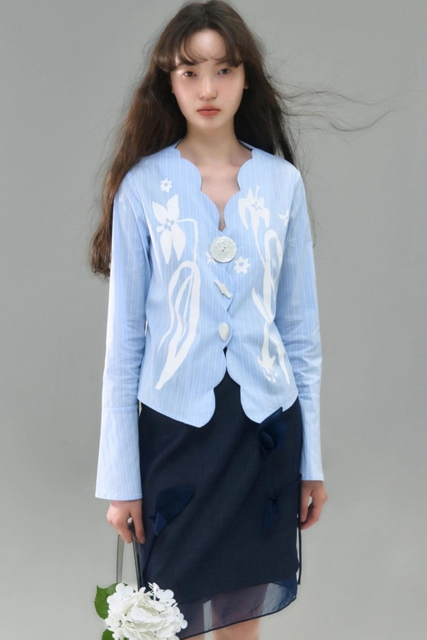 Denim Patchwork Organza Skirt