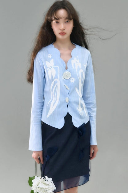 Denim Patchwork Organza Skirt