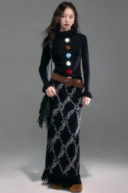 Velvet Floral Knit Top