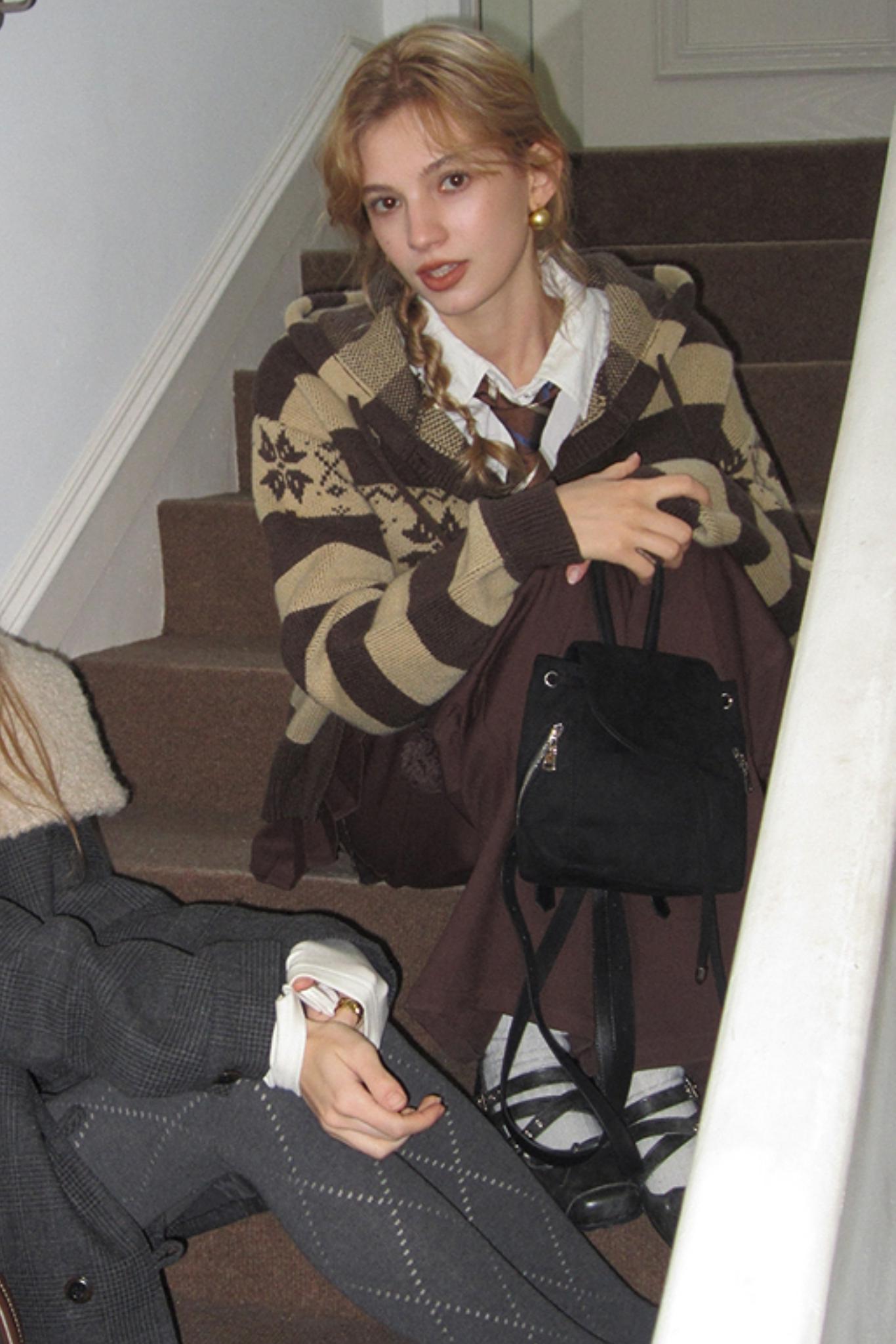 American Retro Fair Isle Wool Cardigan