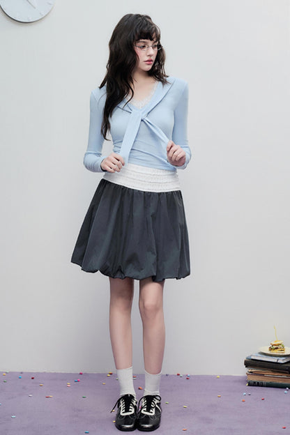 Gray Pleated Midi Skirt