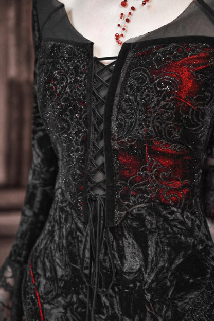 Crimson Blood Velvet Fishtail Dress