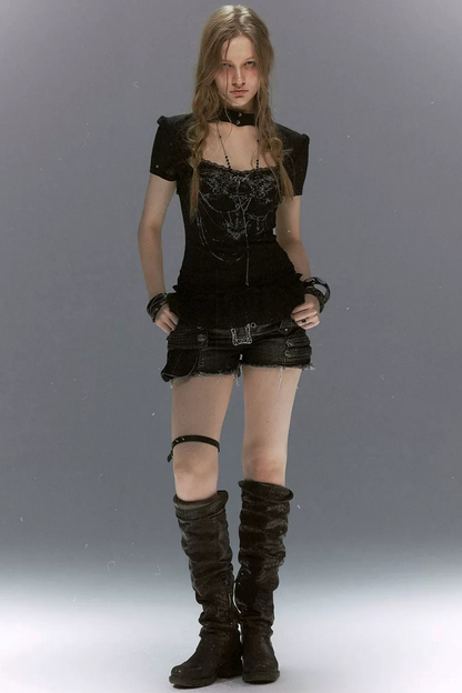 Gothic Lace Ruffled Vest