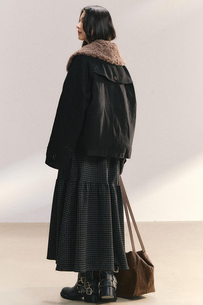 Large Fur Collar Wool Coat