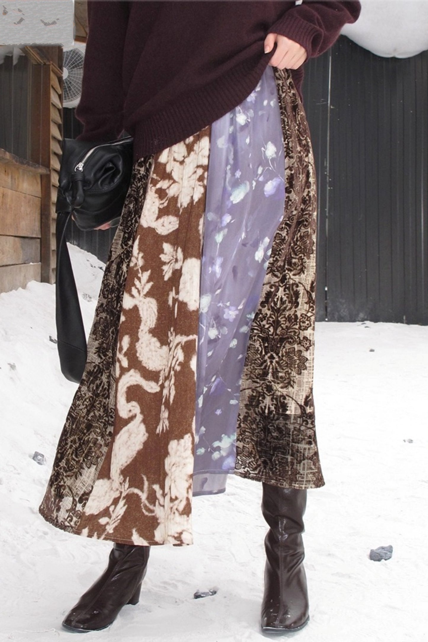 Retro Jacquard Taro Purple Skirt