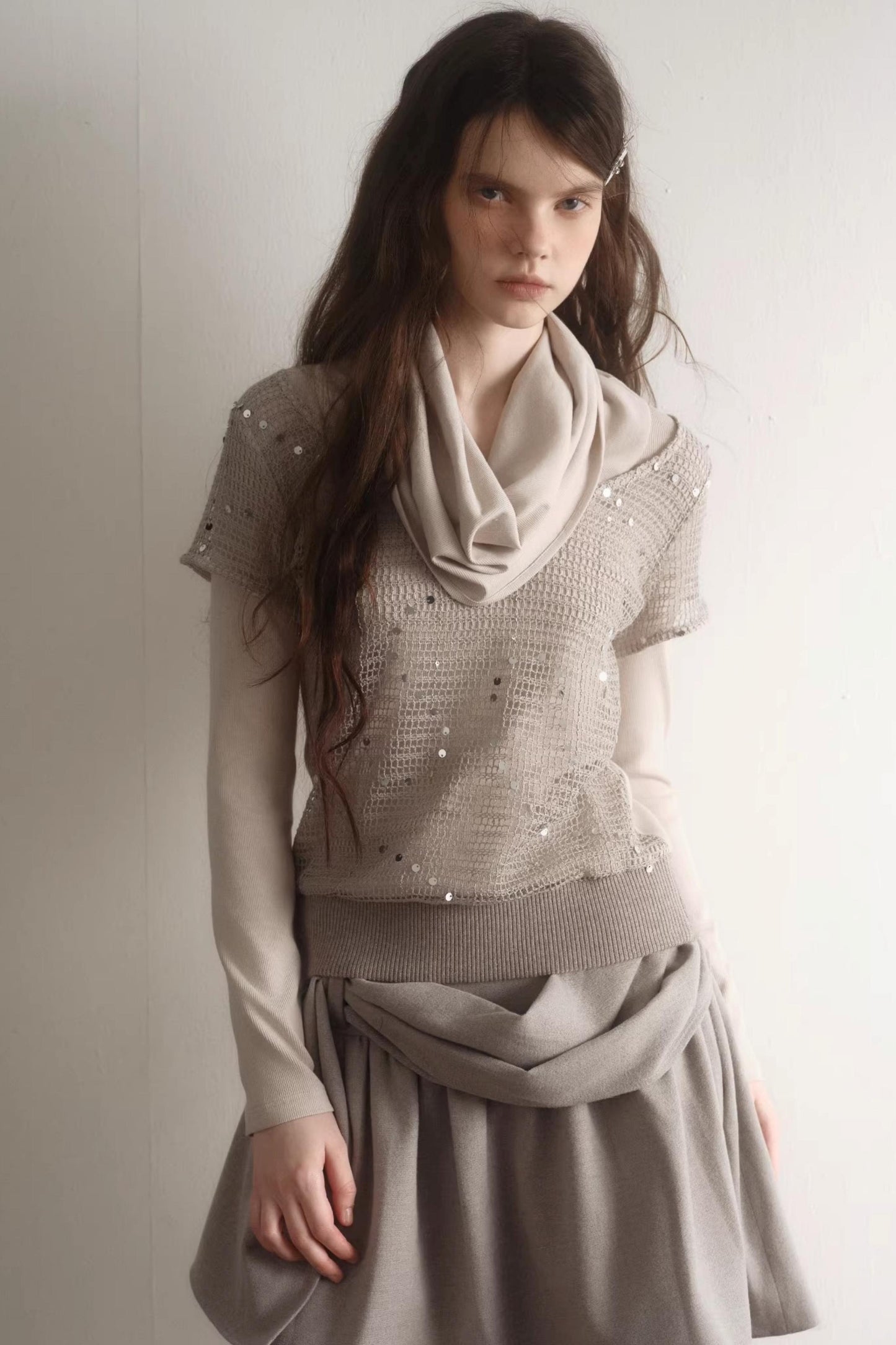 Misty Khaki Knit Top