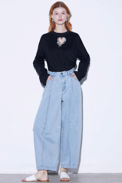 Deconstruction Front Split Denim Pants