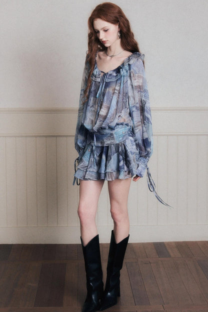 Ruffles Denim Shirt Dress