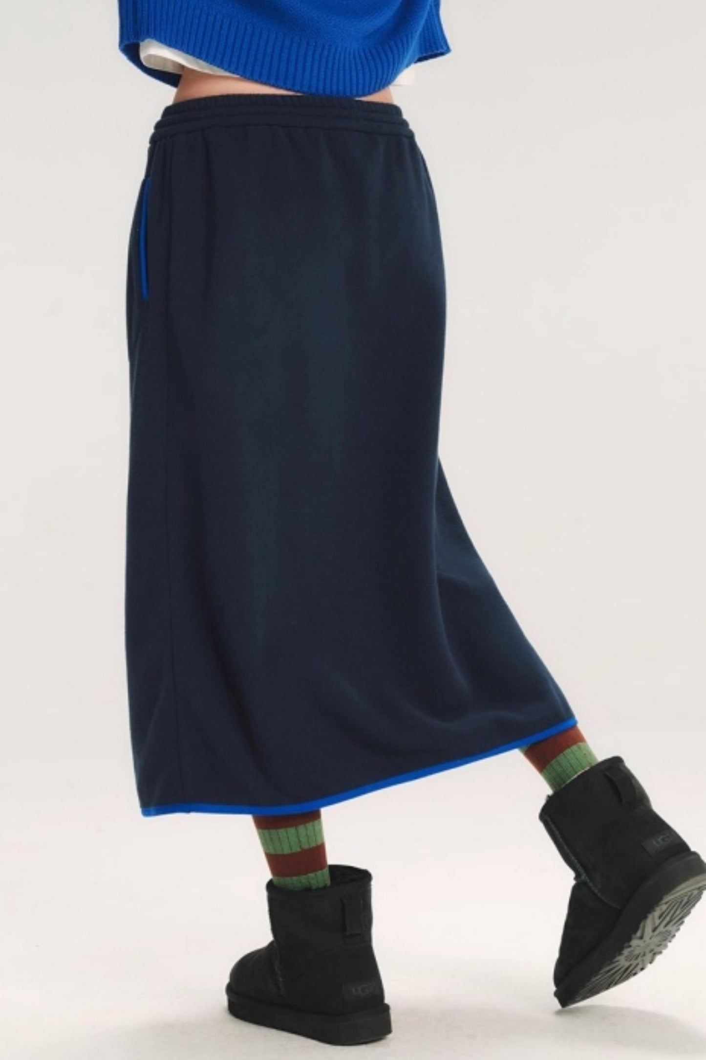 Embroidered Color-Block Skirt