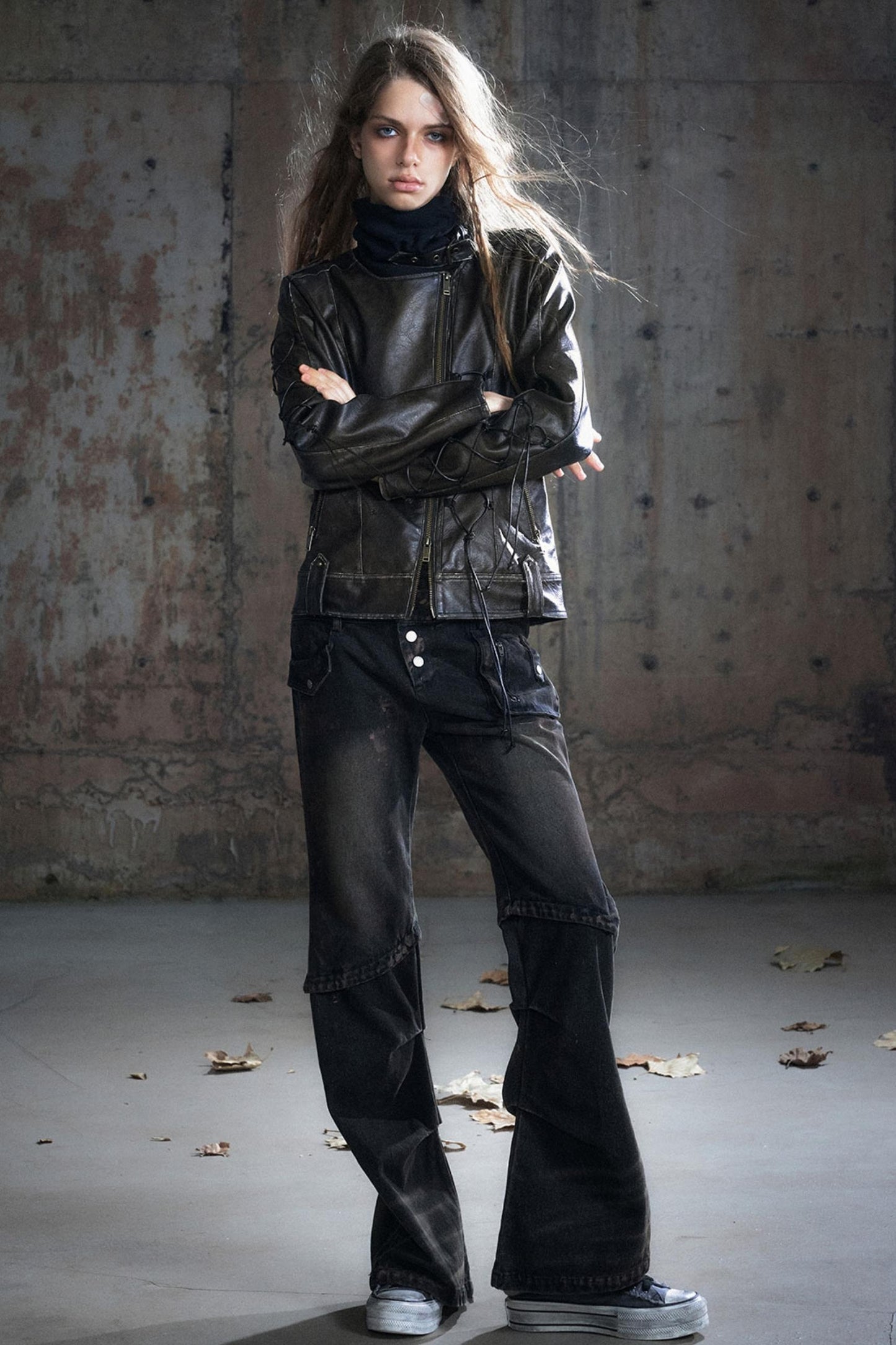 Panelled Knit Leather Jacket