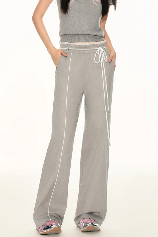 Lace Waist Wide-Leg Pants