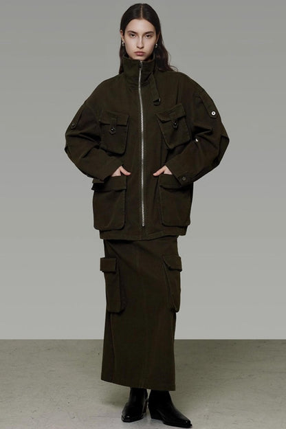 Vintage Cargo Silhouette Coat Set- Up