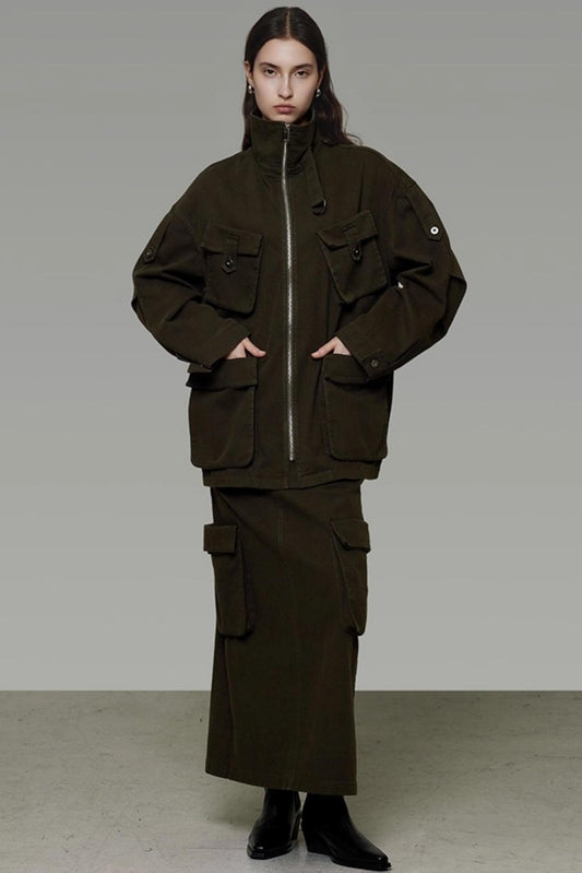 Vintage Cargo Silhouette Coat Set- Up