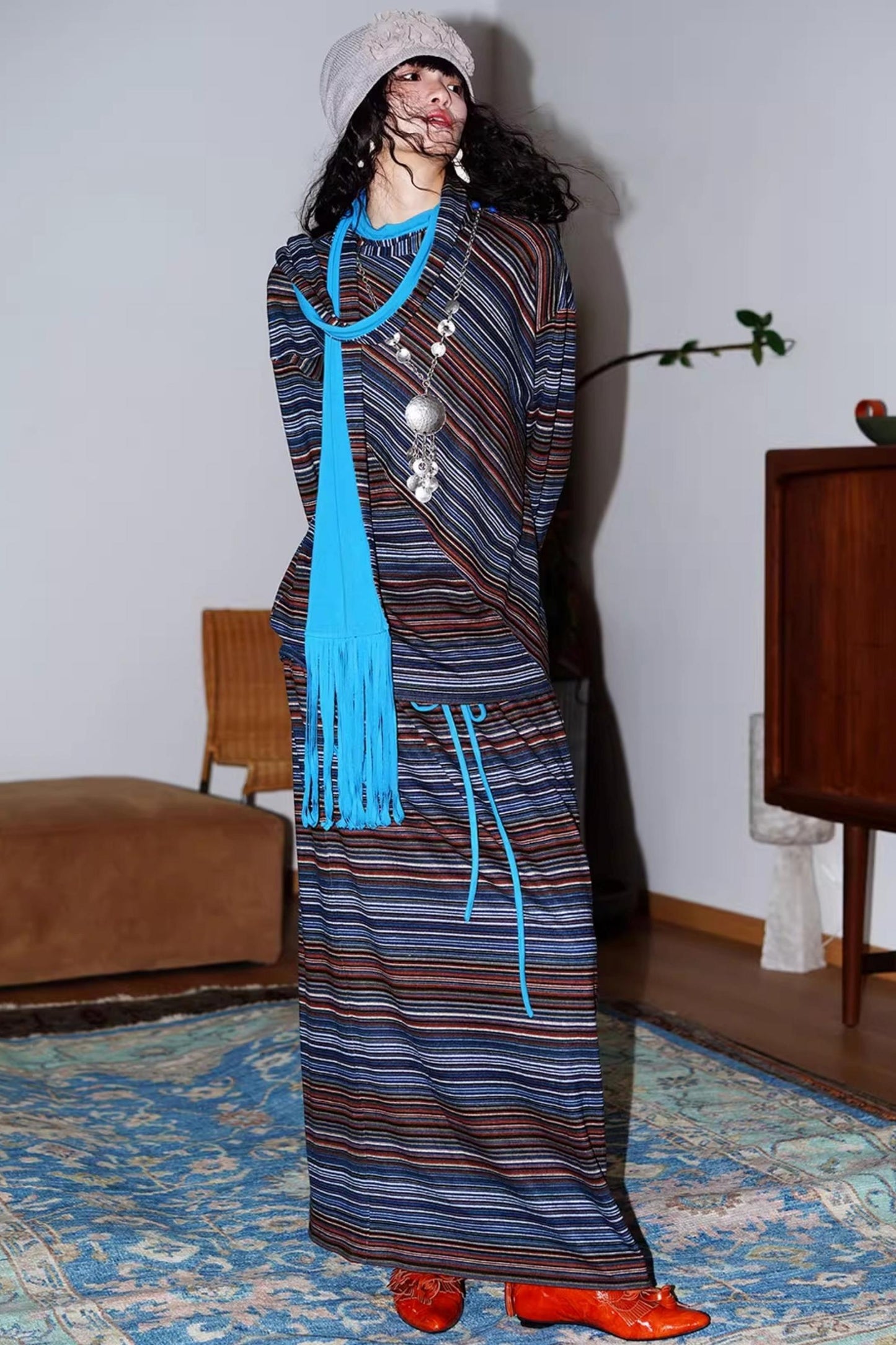 Striped Brushed Long-Sleeved Top