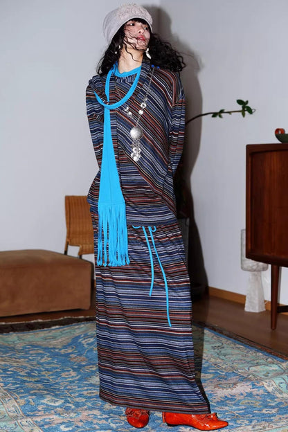 Striped Brushed Long-Sleeved Top