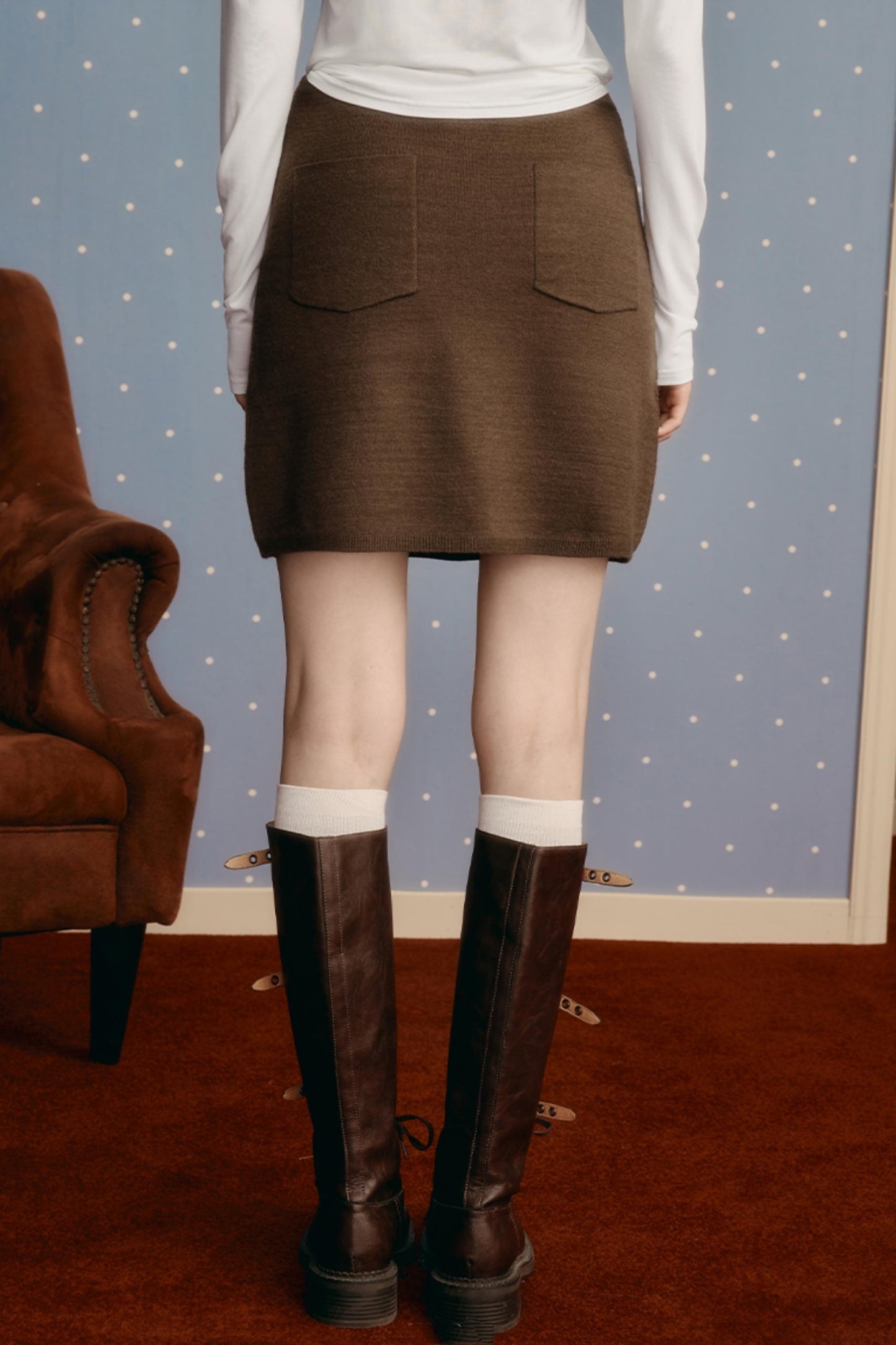 Simple Wool Tight Slim Skirt